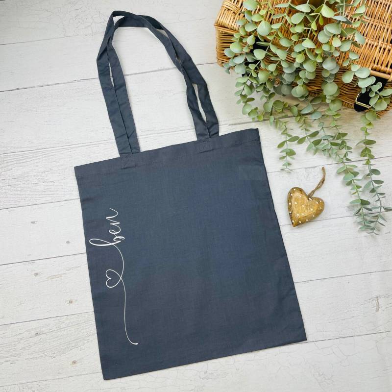 Baumwolltasche Stofftasche Name Mit Herz - Verschiedene Farben Personalisiert Geschenk Einschulung Geburtstag Nachhaltige Verpackung von Koboldtheater22