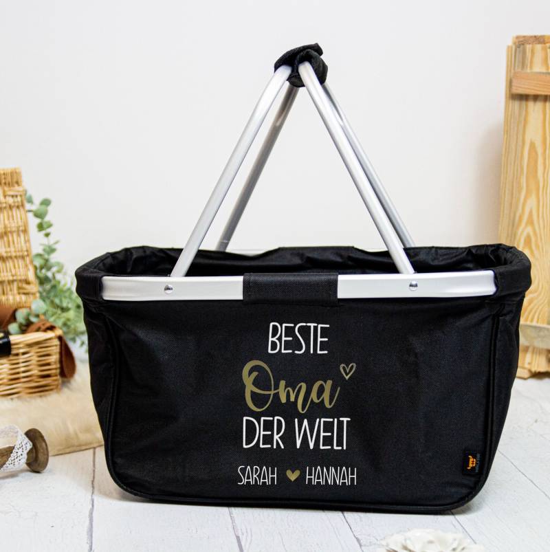 Einkaufskorb Beste Oma Der Welt - Faltbar Farbe Navy Blau Grau Schwarz Personalisiert von Koboldtheater22