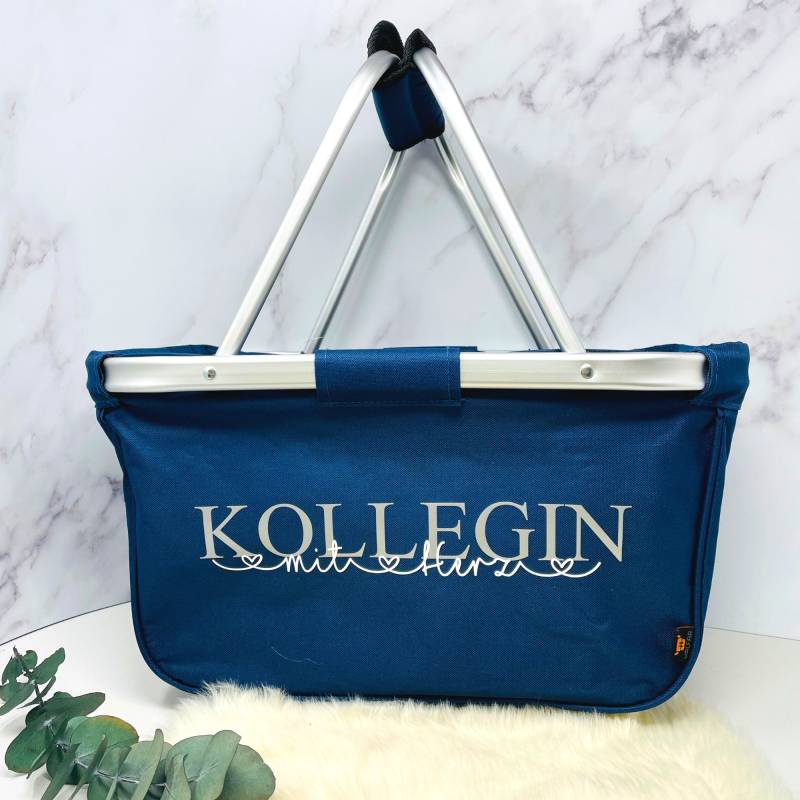 Geschenk Kollegin Ruhestand Oder Mutterschutz - Personalisierter Einkaufskorb Mit Name Herz Verschiedene Farben von Koboldtheater22