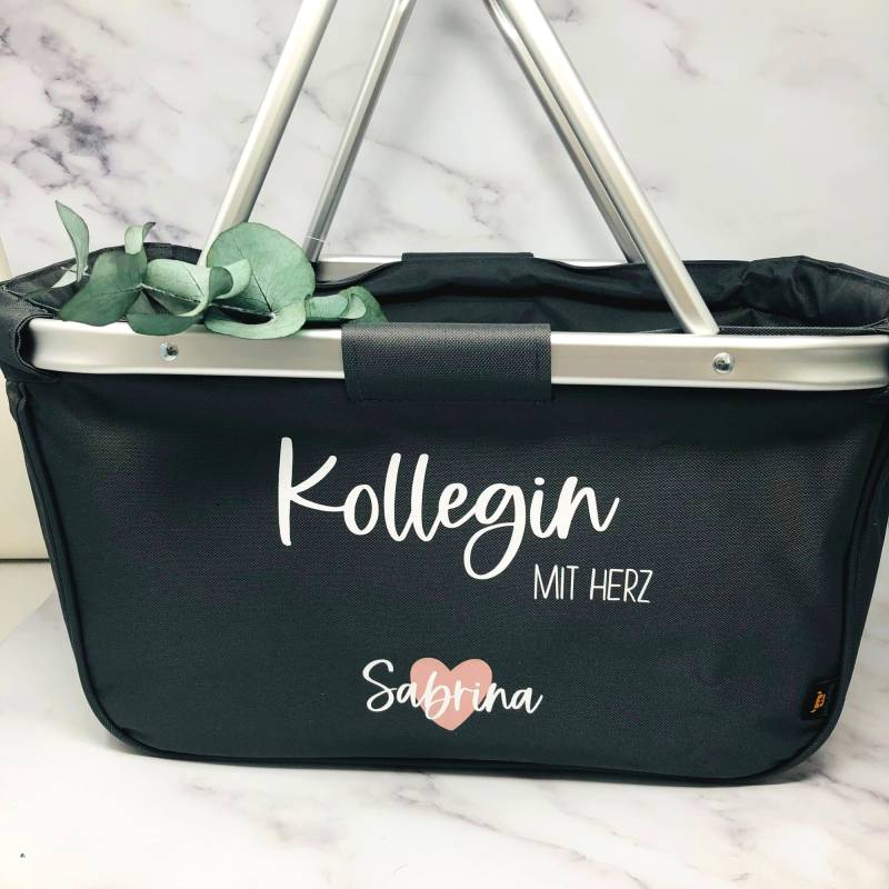 Geschenk Kollegin - Personalisierter Einkaufskorb Mit Name Herz Zum Ruhestand, Rente, Geburtstag von Koboldtheater22