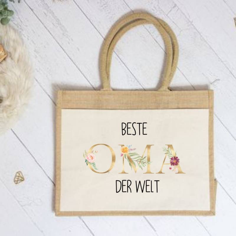 Mini Shopper "Beste Oma Der Welt" Kleine Einkaufstasche Aus Canvas Und Jute von Koboldtheater22