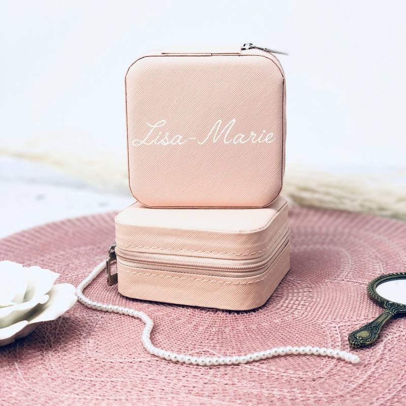 Schmuckaufbewahrung Etui Mädchen - Personalisiert Mit Namen Geschenk Kommunion Einschulung Geburtstag -Rosa von Koboldtheater22