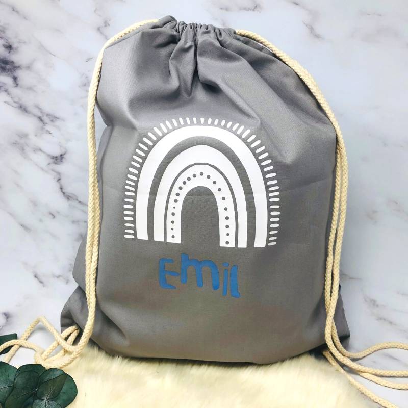 Turnbeutel Kita Kindergarten Stofftasche Mit Name - Wechselwäsche Beutel Personalisiert Regenbogen von Koboldtheater22