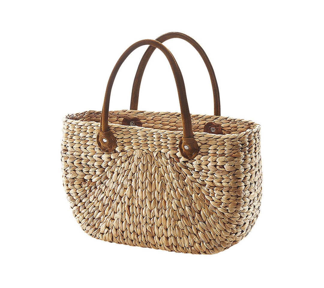 Kobolo Shopper Korbtasche aus Wasserhyazinthe natur Ledergriffe von Kobolo