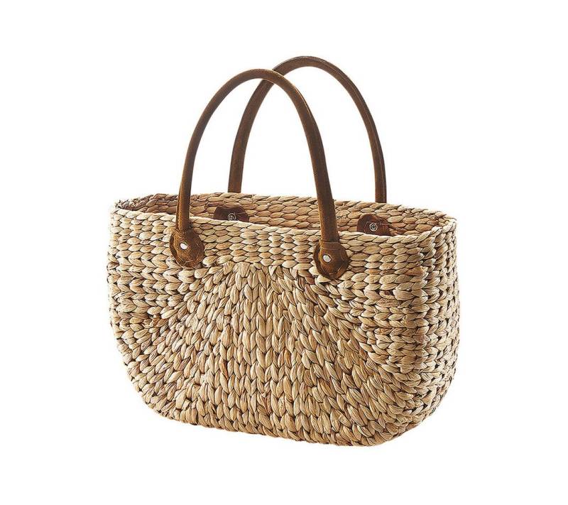 Kobolo Shopper Korbtasche aus Wasserhyazinthe natur Ledergriffe von Kobolo