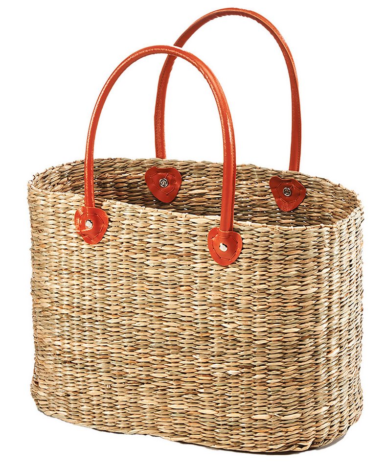 Kobolo Shopper Tasche Tragetasche ULI aus Seegras mit PU Henkeln (Stück, 1-tlg), 41x19x30/50cm von Kobolo