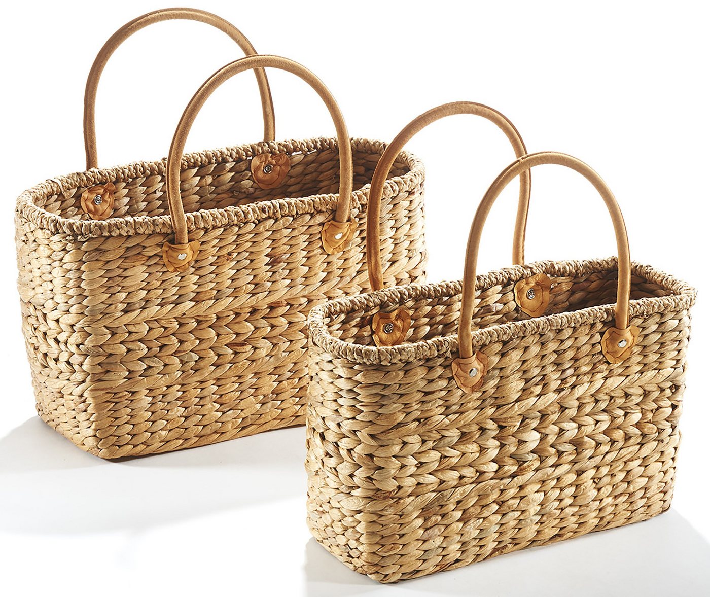 Kobolo Shopper Taschen-Set Korbtaschen 2 Größen geflochten (2er Set, 2-tlg), verschiedene Größen von Kobolo
