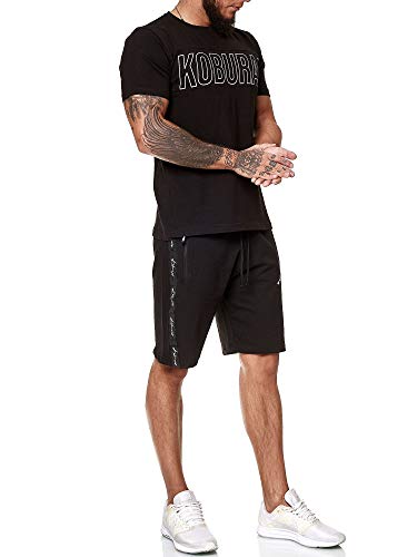 Koburas Herren Short-Jogginganzug Shortanzug Sportanzug Short T-Shirt Modell 2159 Schwarz S von Koburas