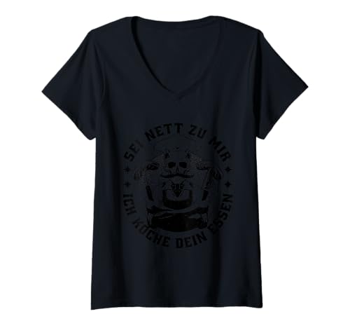 Damen Koch Outfit Gastronomie Gastro T-Shirt mit V-Ausschnitt Damen Koch Outfit Gastronomie Gastro T-Shirt mit V-Ausschnitt von Koch Geschenke Abschied Gastronomie