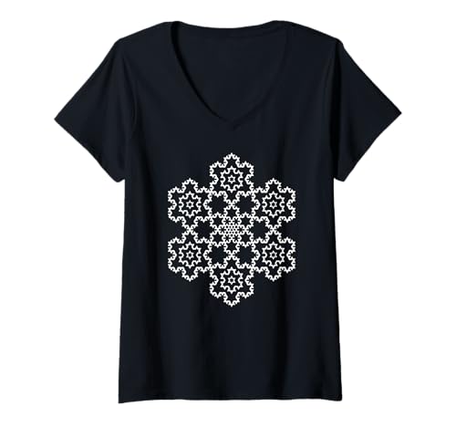 Damen Exquisite Koch Schneeflocke fraktale Geometrie Formen Mania T-Shirt mit V-Ausschnitt Damen Exquisite Koch Schneeflocke fraktale Geometrie Formen Mania T-Shirt mit V-Ausschnitt von Koch Snowflake Fractal Geometry Shapes Mania