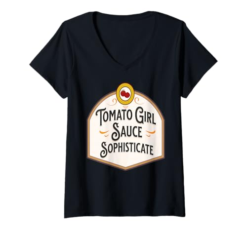 Damen Tomatenmädchen Sauce Kenner Vintage Küche T-Shirt mit V-Ausschnitt Damen Tomatenmädchen Sauce Kenner Vintage Küche T-Shirt mit V-Ausschnitt von Kochen Liebhaber und Italienischer Stil