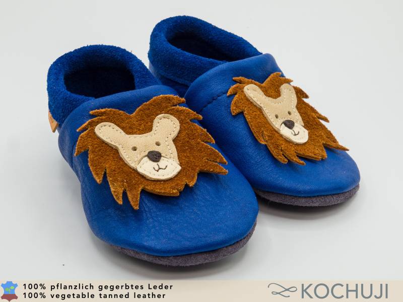 Bioleder Krabbelschuhe Löwe/Lederpuschen Lauflernschuhe Naturleder Pflanzliche Gerbung Chromfrei Namenslabel von Kochuji
