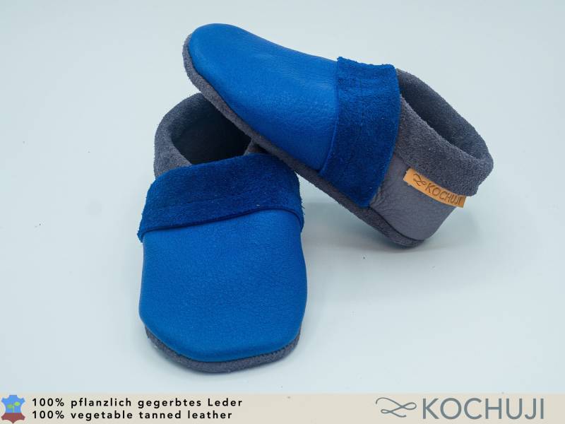 Bioleder Krabbelschuhe Personalisiert/Hausschuhe Zweifarbig Verschiedene Farben Lederpuschen Pflanzliche Gerbung Chromfrei von Kochuji