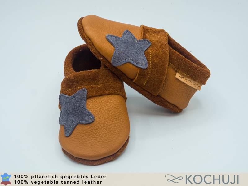 Krabbelschuhe Aus Bioleder Stern | Personalisierbar Handgemacht Pflanzlich Gegerbt U. Chromfrei Lederpuschen Baby & Kind von Kochuji