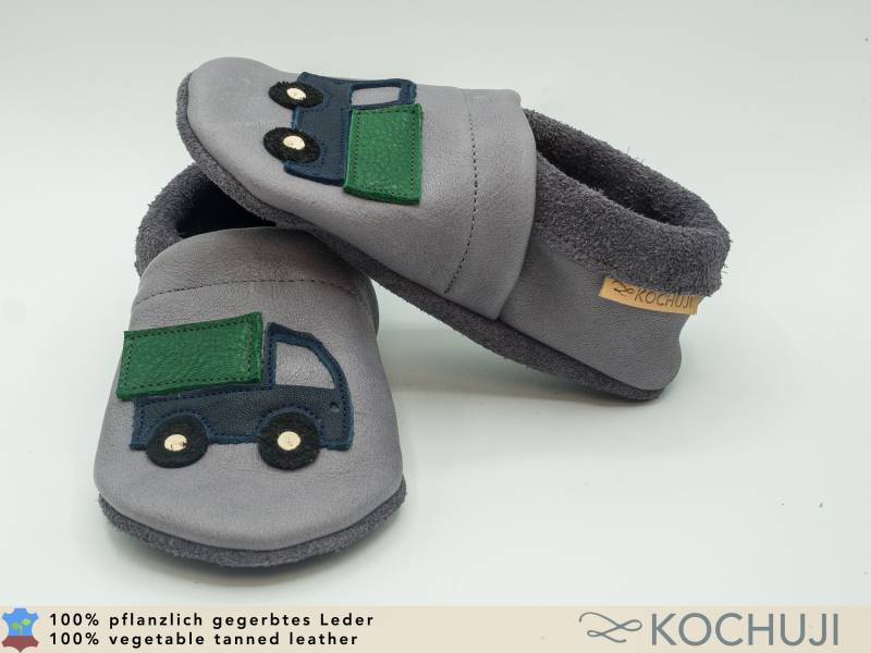 Lkw Krabbelschuhe Aus Bioleder/Lederschluppen Lauflernschuhe Pflanzliche Gerbung Chromfrei Personalisierbar von Kochuji