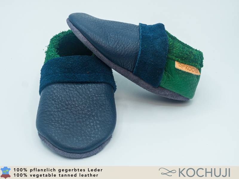 Personalisierte Krabbelschuhe Aus Bioleder/Hausschuhe Zweifarbig Verschiendene Farben Lederpuschen Pflanzliche Gerbung von Kochuji