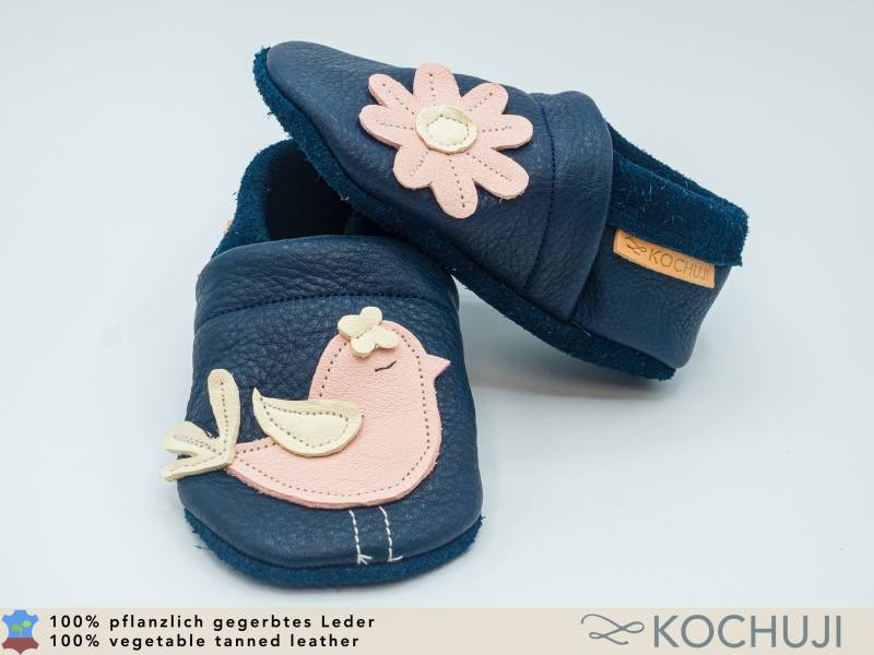 Vogel Krabbelschuhe Aus Bioleder/Personalisierbar Verschiedene Farben Lederpuschen Pflanzliche Gerbung Chromfrei von Kochuji