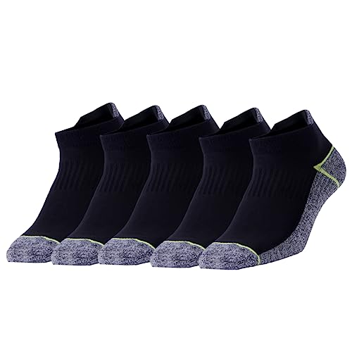 Kupfer Antibakterielle Athletic No Show / Low Cut Socken für Männer und Frauen, Schwarz/Gelb-5 Pairs, Shoe L/XL:45-49 EUR von Kodal
