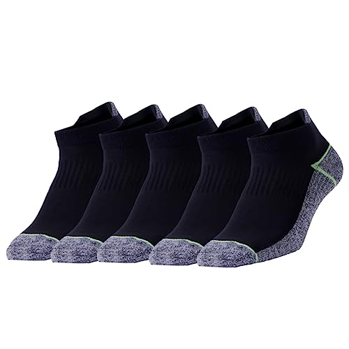 Kupfer Antibakterielle Athletic No Show / Low Cut Socken für Männer und Frauen, Schwarz/Gr¨¹n-5 Pairs, Shoe M:34-44 EUR von Kodal