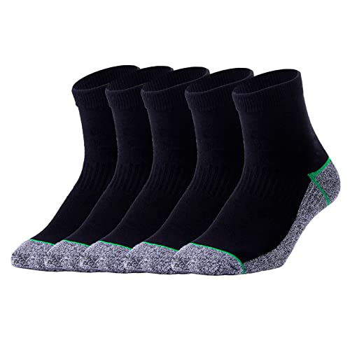 Kupfer Antibakterielle Athletische Socken f¨¹r M?nner und Frauen-Feuchtigkeits-Docht, rutschfeste Kissen Kn?chelsocken, Schwarz/Gr¨¹n-5 Pairs, Shoe M:34-44 EUR von Jzy Qzn