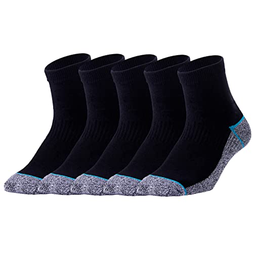 Kupfer Antibakterielle Athletische Socken f¨¹r M?nner und Frauen-Feuchtigkeits-Docht, rutschfeste Kissen Kn?chelsocken, Schwarz/Blau-5 Pairs, Shoe M:34-44 EUR von Jzy Qzn