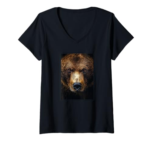 Damen Kodiakbären Kodiakbär T-Shirt mit V-Ausschnitt Damen Kodiakbären Kodiakbär T-Shirt mit V-Ausschnitt von Kodiakbären Kodiakbär Tier Shop