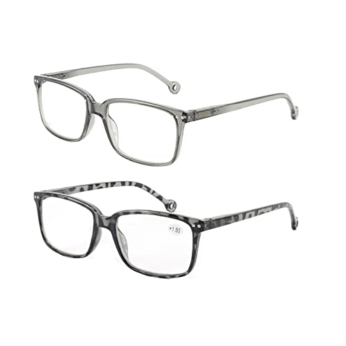 Kodilin Lesebrille 2er-pack rechteckige Herren Damen lesebrille, Blaulichtfilter-Lesehilfebrille, ultraleichte Computer- und Mobiltelefon-Lesehilfebrille, +1.0 Grau und Schildpatt Kodilin Lesebrille 2er-pack rechteckige Herren Damen lesebrille, Blaulichtfilter-Lesehilfebrille, ultraleichte Computer- und Mobiltelefon-Lesehilfebrille, +1.0 Grau und Schildpatt von Kodilin