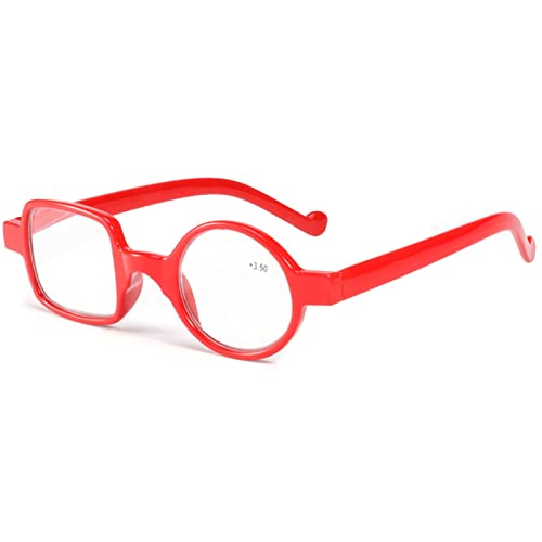 kodilin Runde quadratische Lesebrille Männer Lesebrille Frauen, Anti Hellblau für Computer oder Gaming, Federscharnier, Lesebrille-1.0, 1.5, 2.0, 2.5, 3.0, 3.5 (rot,2.00) von Kodilin