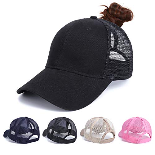 Earnmore Damen Baseball Cap - Pferdeschwanz Kappe Outdoor Mesh Basecap Retro Mützen Unisex Trucker Baseballkappe Hat Mit Zöpfen Loch Loop Hut Hohe Bun Herren von Earnmore