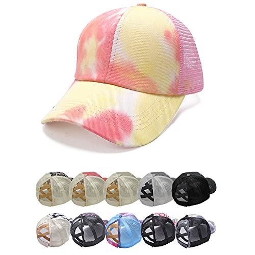 Earnmore Damen Baseball Cap - Pferdeschwanz Kappe Outdoor Mesh Basecap Retro Mützen Unisex Trucker Baseballkappe Hat Mit Zöpfen Loch Loop Hut Hohe Bun Herren von Earnmore