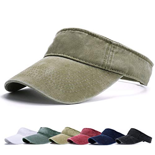 Earnmore Visor Cap - Baseball Kappe Visor Pferdeschwanz Cap Washed Outdoor Basecap Vintage Damen Baseballmütze Sonnenvisor Golf Tennis Freizeit Sommer Unisex Herren (Khaki-A) von Earnmore