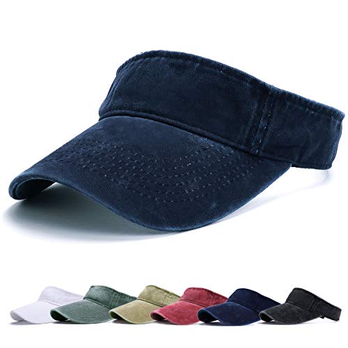 Visor Cap - Baseball Kappe Visor Pferdeschwanz Cap Washed Outdoor Basecap Vintage Damen Baseballmütze Sonnenvisor Golf Tennis Freizeit Sommer Unisex Herren (Marine-A) von Earnmore