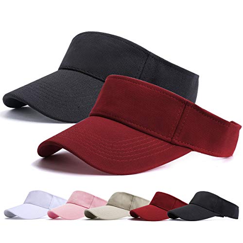 Visor Cap - Baseball Kappe Visor Pferdeschwanz Cap Washed Outdoor Basecap Vintage Damen Baseballmütze Sonnenvisor Golf Tennis Freizeit Sommer Unisex Herren (Schwarz+Weinrot-B) von Earnmore