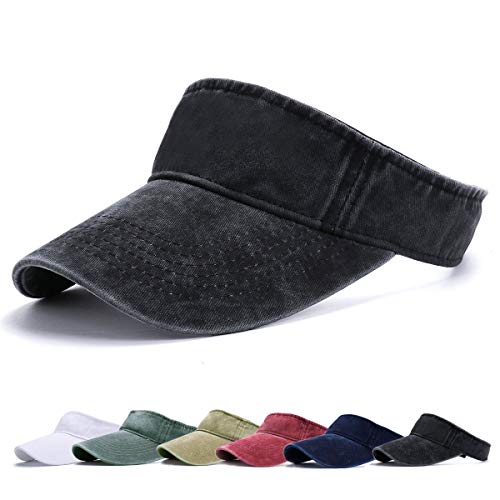 Visor Cap - Baseball Kappe Visor Pferdeschwanz Cap Washed Outdoor Basecap Vintage Damen Baseballmütze Sonnenvisor Golf Tennis Freizeit Sommer Unisex Herren (Schwarz-A) von Earnmore