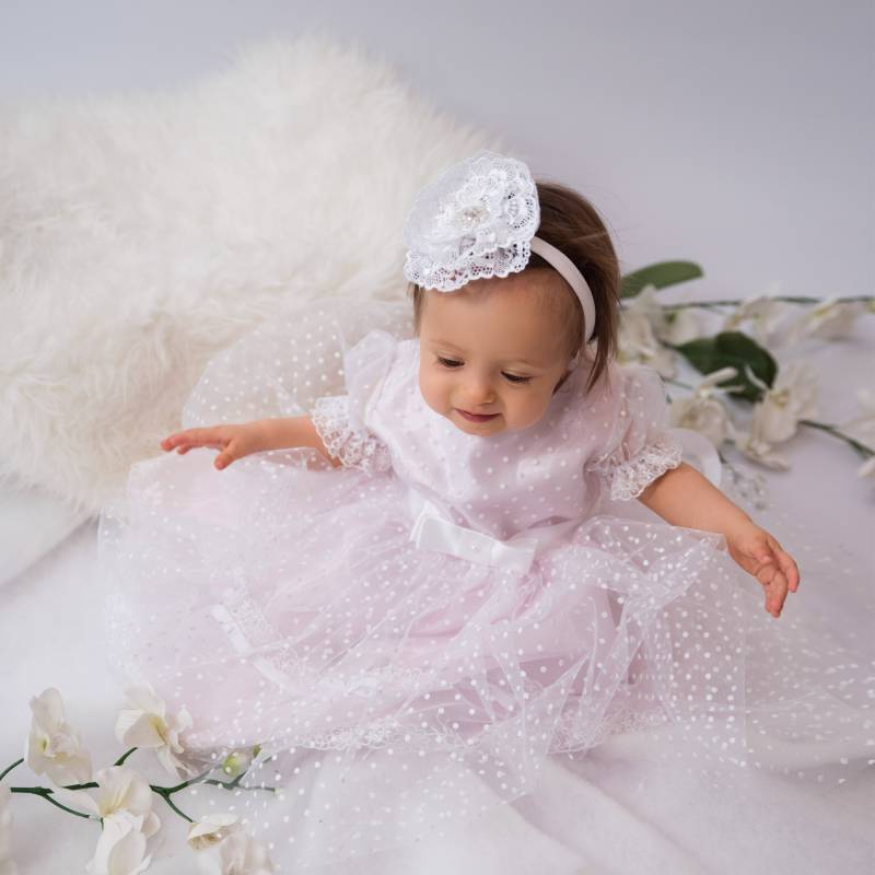 Adelita Außergewöhnlich Bezauberndes Taufkleid in Blassrosa. Taufe von KodomoStudio