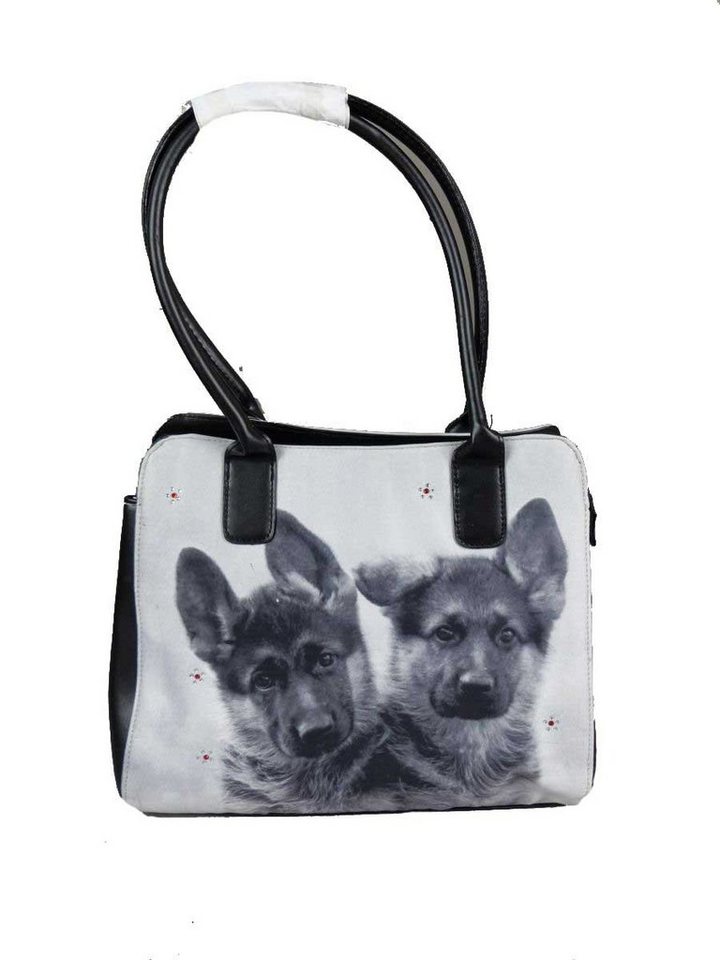 Kögler Handtasche Damen, Kinder Handtasche Hunde Welpen Textil Fotodruck s/w von Kögler