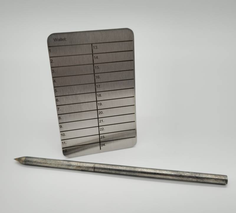 Seed Phrase Wallet Aus Edelstahl | Crypto Backup Für 12/24 Wörter Feuerfest & Wasserresistent Recovery Platte Mit Gravur von KoehlerKomponenten