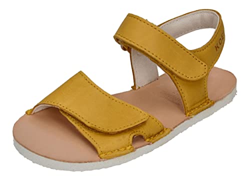 Barfußschuhe, offene Barfuß Sandalen aus Leder mit Klett in Curry Gelb von KOEL4KIDS 24M002.101 (numeric_29) von Koel4Kids