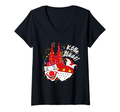 Damen Kölle Alaaf Karnevalskostüm T-Shirt mit V-Ausschnitt Damen Kölle Alaaf Karnevalskostüm T-Shirt mit V-Ausschnitt von Kölle Alaaf und Helau
