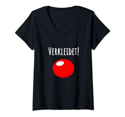 Damen Verkleidet! Lustiges rote Nase Kostüm für Renntiere. T-Shirt mit V-Ausschnitt Damen Verkleidet! Lustiges rote Nase Kostüm für Renntiere. T-Shirt mit V-Ausschnitt von Köln, Düsseldorf, Mainz. Karneval und Fasching.