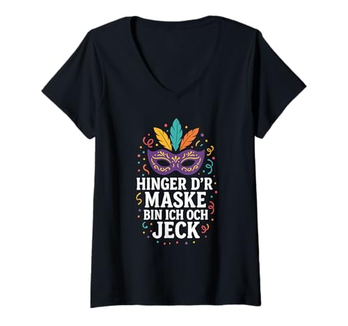 Damen Kölner Karneval - Hinger d’r Maske Bin ich Och Jeck T-Shirt mit V-Ausschnitt Damen Kölner Karneval - Hinger d’r Maske Bin ich Och Jeck T-Shirt mit V-Ausschnitt von Köln 7