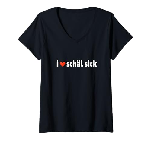 Damen Lustiges I Love Schäl Sic k Scheele Seite Falsche Seite Köln T-Shirt mit V-Ausschnitt Damen Lustiges I Love Schäl Sic k Scheele Seite Falsche Seite Köln T-Shirt mit V-Ausschnitt von Köln Fan Geschenke