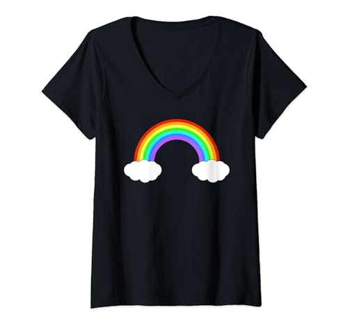 Damen Regenbogen mit Wolken rainbow | Für Herren, Damen und Kinder T-Shirt mit V-Ausschnitt Damen Regenbogen mit Wolken rainbow | Für Herren, Damen und Kinder T-Shirt mit V-Ausschnitt von Köln Karneval Outfits für echte Kölner