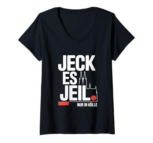 Damen Köln Jeck Es Jeil Für Kölner Karneval Dom Alaaf Nur In Kölle T-Shirt mit V-Ausschnitt Damen Köln Jeck Es Jeil Für Kölner Karneval Dom Alaaf Nur In Kölle T-Shirt mit V-Ausschnitt von Köln Outfits für Echte Kölner zu Karneval in Kölle