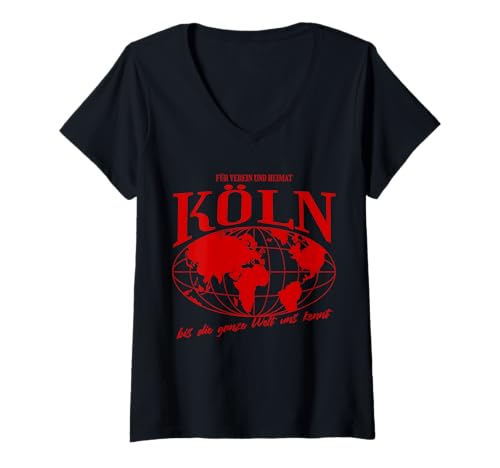 Damen Köln Heimat Fußball Stolz T-Shirt mit V-Ausschnitt Damen Köln Heimat Fußball Stolz T-Shirt mit V-Ausschnitt von Kölner Fan Tradition Fans Geschenkidee