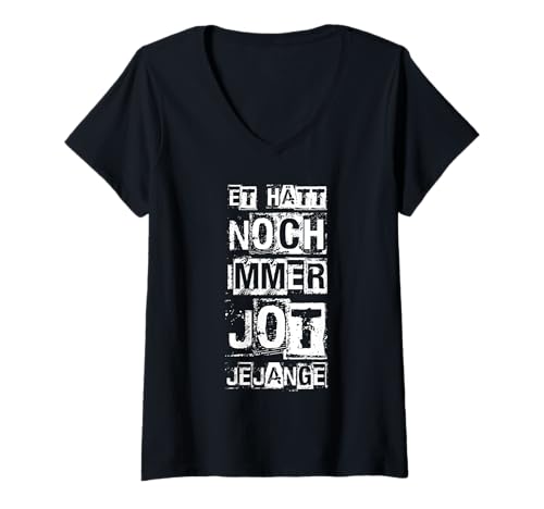 Damen ET HÄTT NOCH IMMER JOT JEJANGE Kölner Karneval Spruch T-Shirt mit V-Ausschnitt Damen ET HÄTT NOCH IMMER JOT JEJANGE Kölner Karneval Spruch T-Shirt mit V-Ausschnitt von Kölner Karneval Spruch Motiv