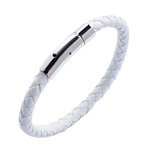 König Design Lederkette 6mm Herren Halskette weiß 65 cm lang mit Verschluss Leder geflochten von König Design