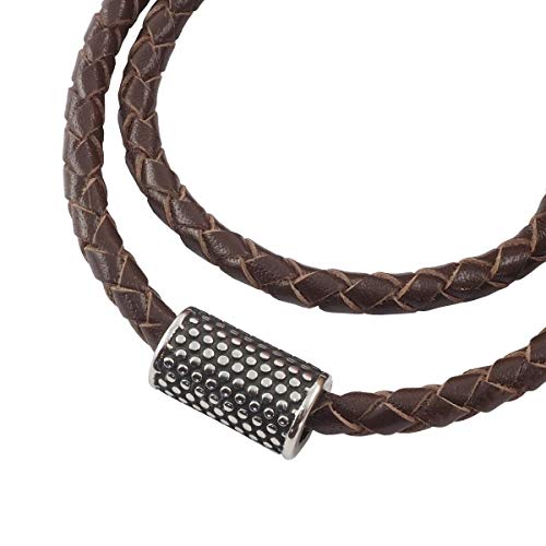 König Design Lederkette Anhänger Lederband Leder-Armband 4 mm Damen Halskette Braun 50 cm lang mit Hebeldruckverschluss geflochten von König Design