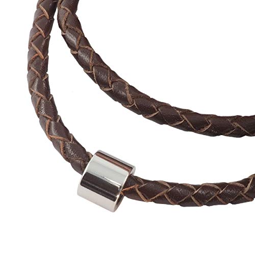 König Design Lederkette Anhänger Lederband Leder-Armband 4 mm Damen Halskette Braun 65 cm lang mit Hebeldruckverschluss geflochten von König Design