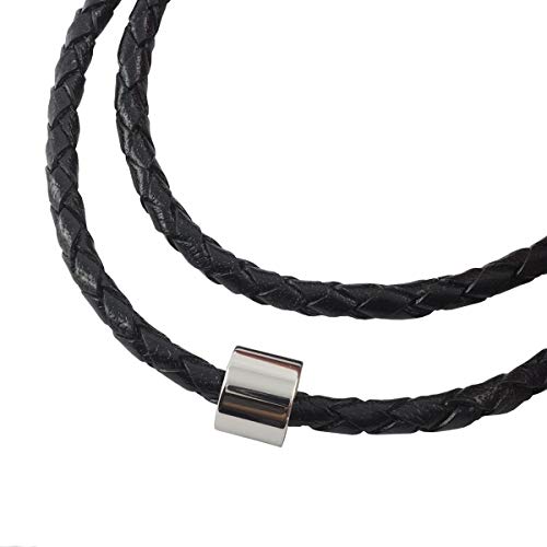 König Design Lederkette Anhänger Lederband Leder-Armband 4 mm Damen Halskette Schwarz 65 cm lang mit Hebeldruckverschluss geflochten von König Design